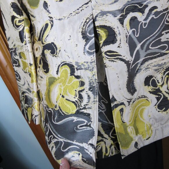 NWT 3 Sisters Cream/Grey/Yellow Brocade Blazer Unlined Size Medium - Picture 8 of 13